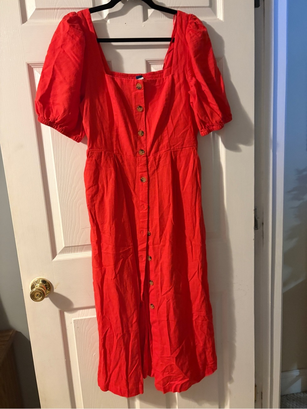 Old Navy Bright Red Button-Front Midi Dress